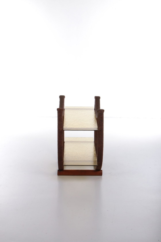 Image 1 of Zeldzame Deense sidetable met orgineel glas, 1960s