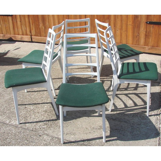 Image 1 of Set van 6 vintage stoelen van hout en stof, 1970