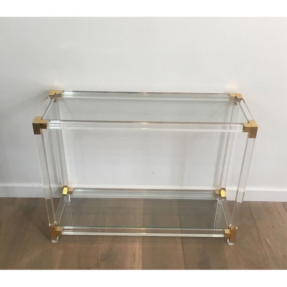 Image 1 of Vintage console in plexiglas en gouden hoeken 1970