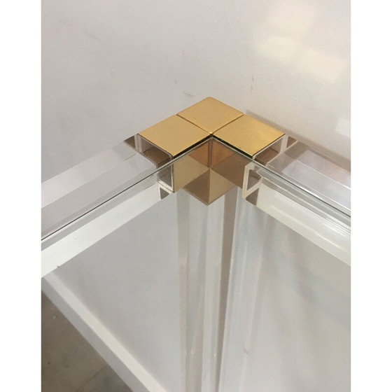 Image 1 of Vintage console in plexiglas en gouden hoeken 1970