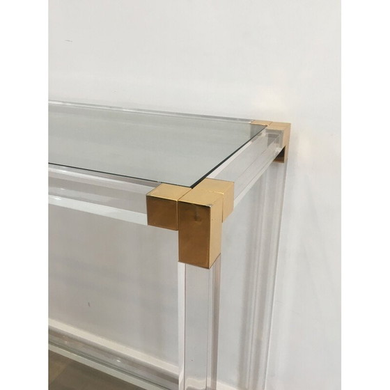 Image 1 of Vintage console in plexiglas en gouden hoeken 1970