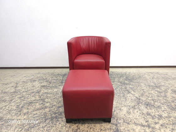 Image 1 of De Sede Fauteuil Met Kruk Design Fauteuil Stoel Leer Fauteuil