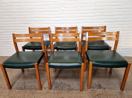 6 X Model 401 Eetkamerstoelen Van Jorgen Henrik Moller, Denemarken 1970