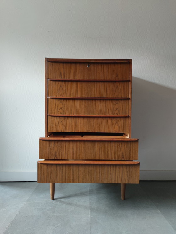 Image 1 of Vintage Deense ladekast in licht teak