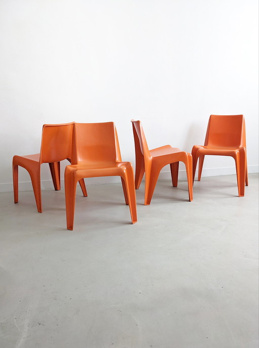 4x Helmut Bätzner voor Bofinger 'BA 1171' stoelen uit 1960