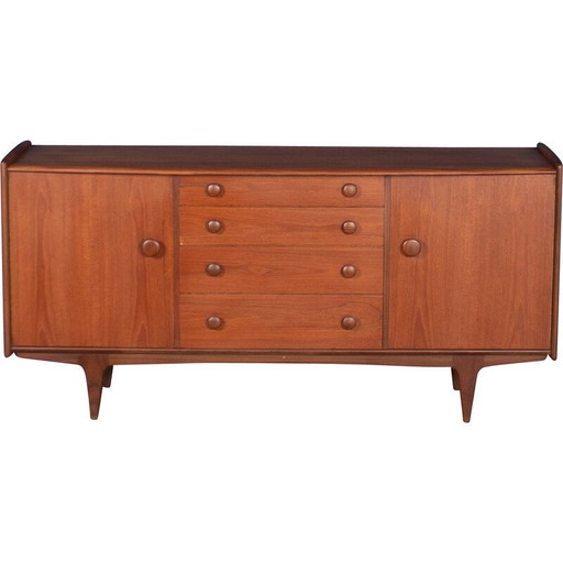 Vintage afromosia en teak dressoir van A.Younger