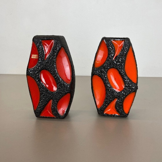 Image 1 of Paar aardewerk vintage vazen van Roth Ceramics, Duitsland 1970