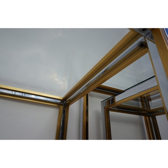 Image 1 of Set van 3 vintage metalen salontafels in chroom en goud, 1970