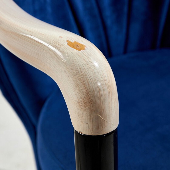 Image 1 of Set van 4 vintage eetkamerstoelen in hout en fluweel van Pietro Costantini, Italië 1980