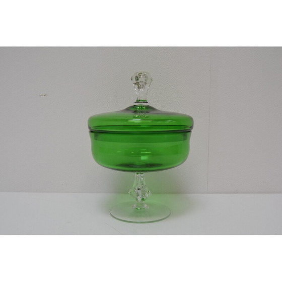 Image 1 of Vintage Art glazen snoepkom van Glasswork Novy Bor, Tsjecho-Slowakije 1960