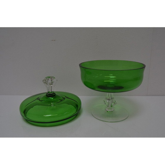 Image 1 of Vintage Art glazen snoepkom van Glasswork Novy Bor, Tsjecho-Slowakije 1960