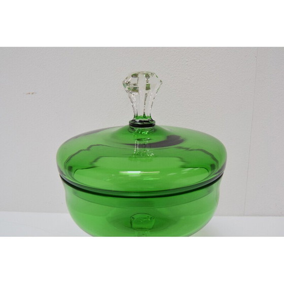Image 1 of Vintage Art glazen snoepkom van Glasswork Novy Bor, Tsjecho-Slowakije 1960
