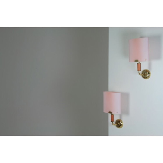 Image 1 of Paar vintage Murano glazen wandlampen van Vetri, Italië 1960