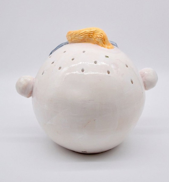 Image 1 of Hedendaagse handgemaakte vaas - bucolische sculptuur - pique-bloemhoofd - email - Max Modolo - 2021