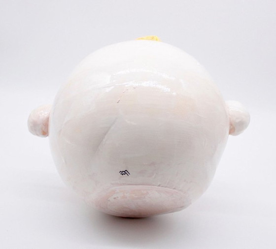 Image 1 of Hedendaagse handgemaakte vaas - bucolische sculptuur - pique-bloemhoofd - email - Max Modolo - 2021