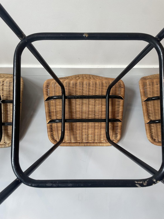 Image 1 of 4x Vintage rotan barkrukken