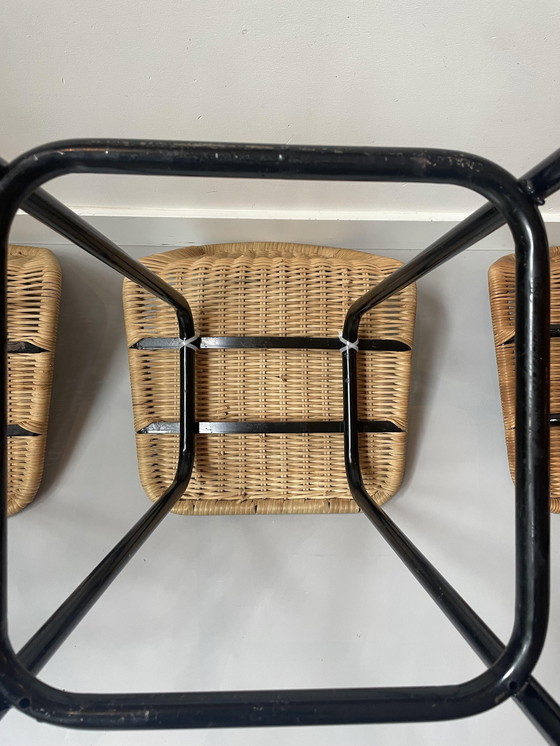 Image 1 of 4x Vintage rotan barkrukken