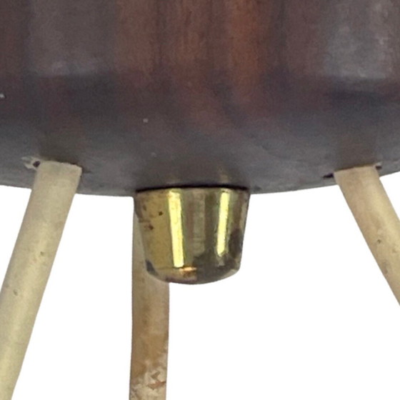 Image 1 of Vintage 50's MCM Hanghanger / cascade - Matglas op een teakhouten frame en bijpassende plafondbaldakijn