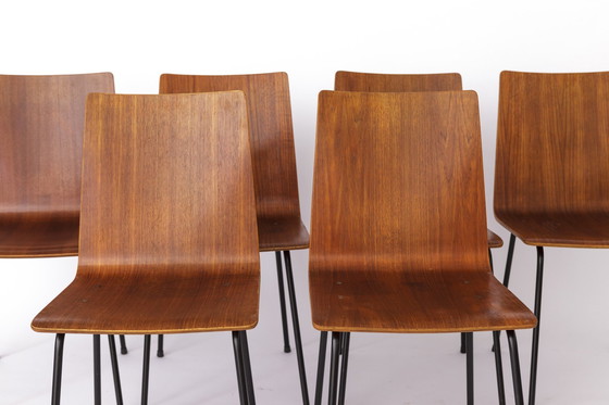 Image 1 of Set van 6 multiplex vintage stoelen 1960S - Duits ontwerp