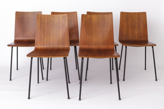 Image 1 of Set van 6 multiplex vintage stoelen 1960S - Duits ontwerp