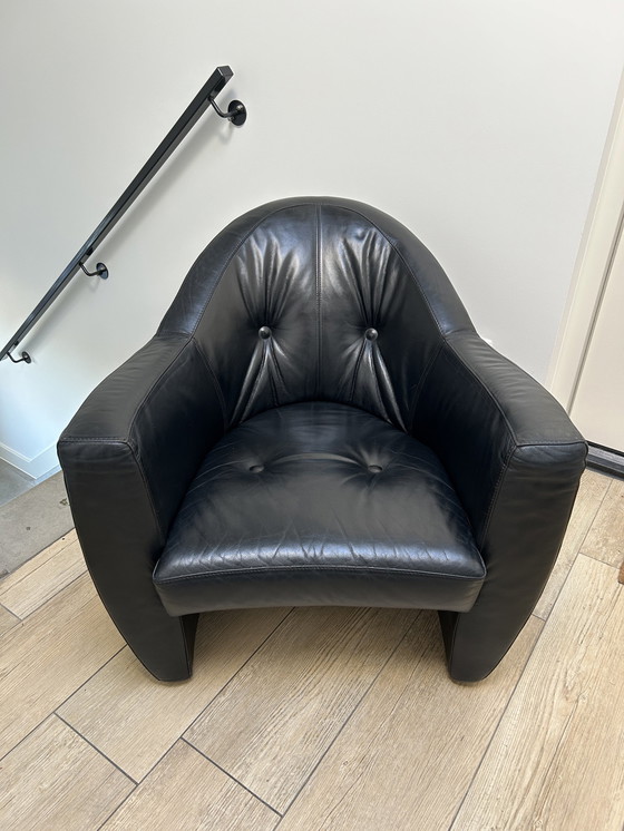 Image 1 of Leolux Carabas Fauteuil Zwart Leer.