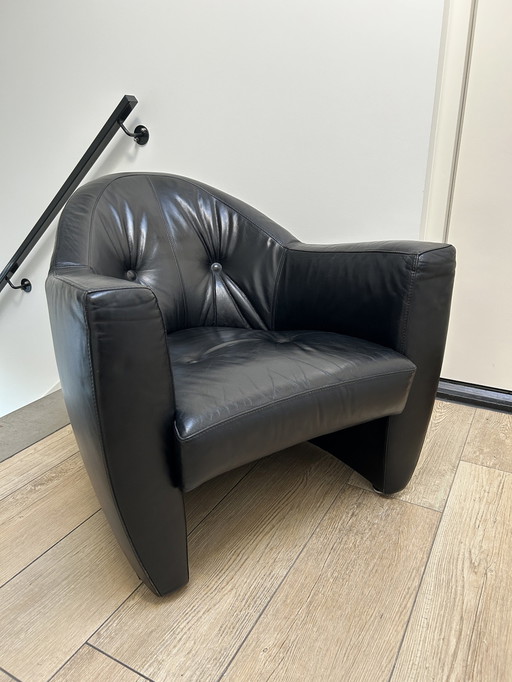 Leolux Carabas Fauteuil Zwart Leer.