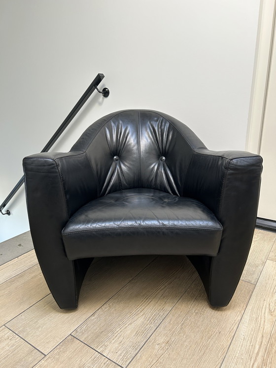 Image 1 of Leolux Carabas Fauteuil Zwart Leer.