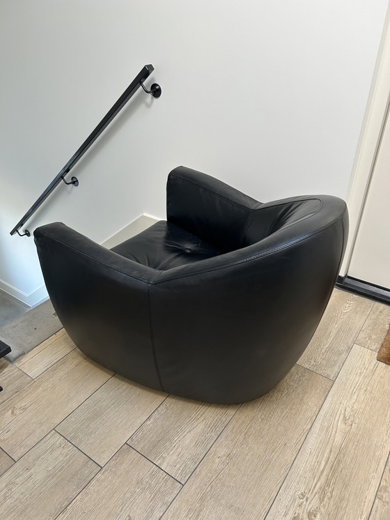 Image 1 of Leolux Carabas Fauteuil Zwart Leer.