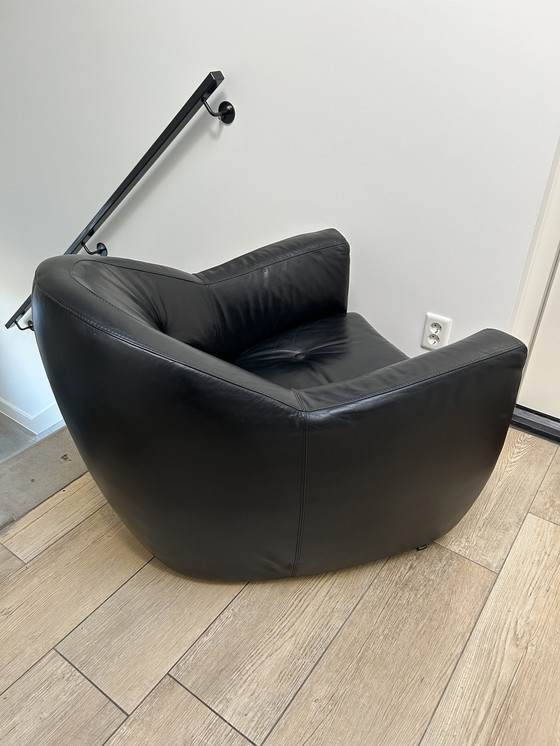 Image 1 of Leolux Carabas Fauteuil Zwart Leer.