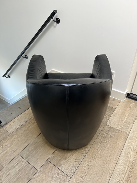 Image 1 of Leolux Carabas Fauteuil Zwart Leer.