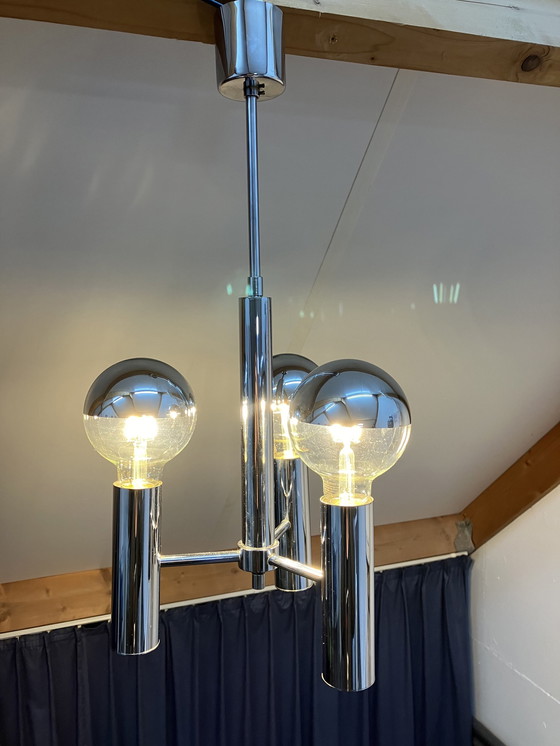 Image 1 of Space Age Hustadt Leuchten Vintage Hanglamp, Verchroomd