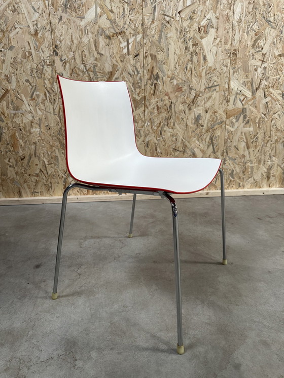 Image 1 of Arper Catifa 46 Design Stoel - Wit/Rood Kunststof