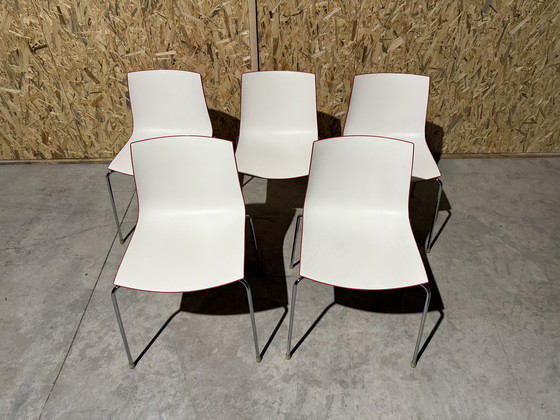 Image 1 of Arper Catifa 46 Design Stoel - Wit/Rood Kunststof