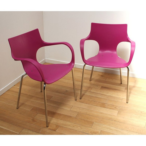 Image 1 of Paar vintage Jim stoelen in chroom metaal en kunststof voor Acta