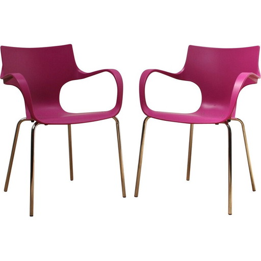 Paar vintage Jim stoelen in chroom metaal en kunststof voor Acta