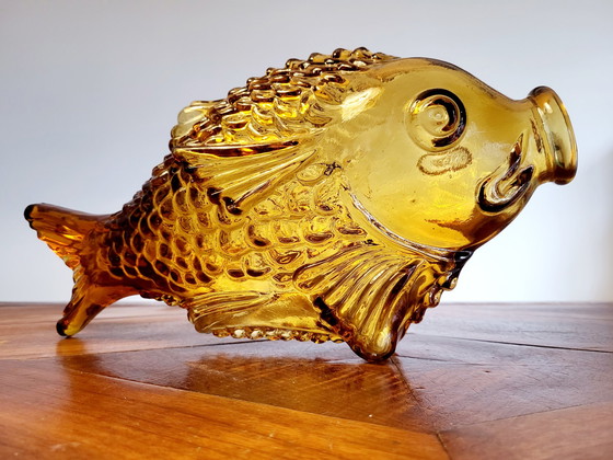 Image 1 of Vintage Murano Empoli glazen karaf vis