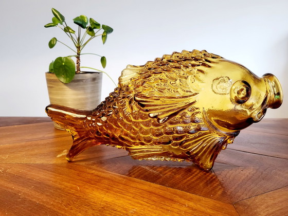 Image 1 of Vintage Murano Empoli glazen karaf vis