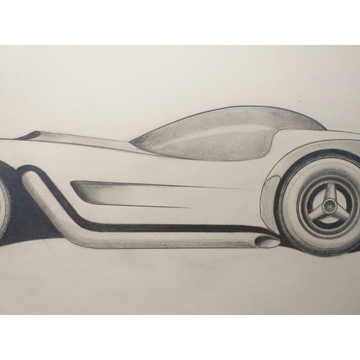Vintage tekening "Grand coupé 5" van André Ferrand, 1997