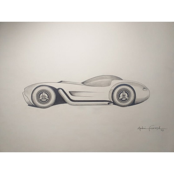 Image 1 of Vintage tekening "Grand coupé 5" van André Ferrand, 1997