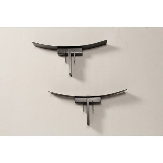 Image 1 of Paar vintage zwart metalen wandlampen van Jean Michel Wilmotte voor Sce, Frankrijk 1980