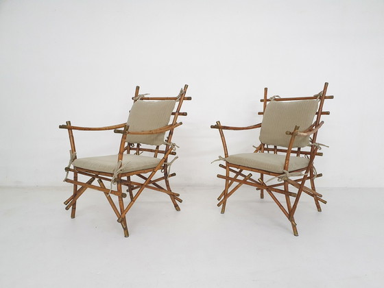 Image 1 of Set van twee bamboe armstoelen, Italië 1960'S