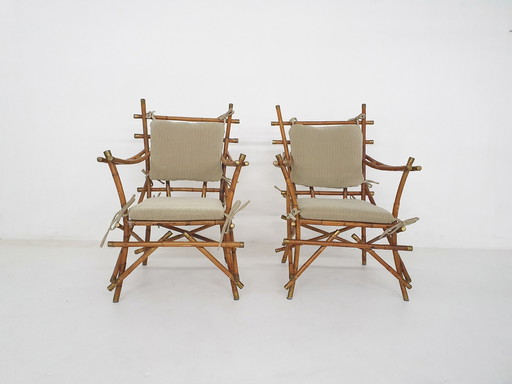 Set van twee bamboe armstoelen, Italië 1960'S