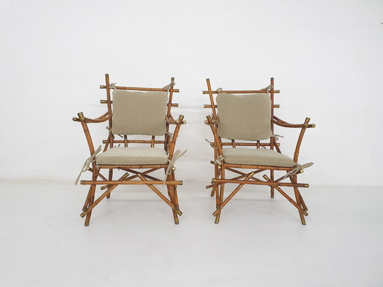 Image 1 of Set van twee bamboe armstoelen, Italië 1960'S