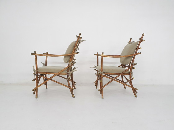 Image 1 of Set van twee bamboe armstoelen, Italië 1960'S