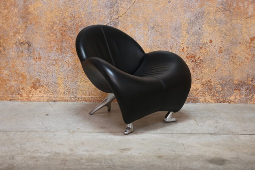 Zwarte Leren Leolux Papageno Design Fauteuil