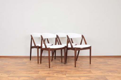 Mid Century Teak & Boucle Stoelen Model 31 Door Kai Kristiansen Voor Schou Andersen, 1960S, Set Van 4