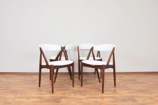 Mid Century Teak & Boucle Stoelen Model 31 Door Kai Kristiansen Voor Schou Andersen, 1960S, Set Van 4