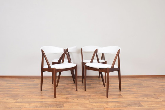 Image 1 of Mid Century Teak & Boucle Stoelen Model 31 Door Kai Kristiansen Voor Schou Andersen, 1960S, Set Van 4