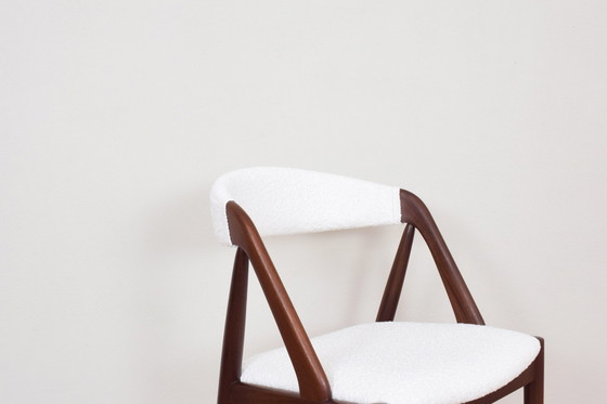 Image 1 of Mid Century Teak & Boucle Stoelen Model 31 Door Kai Kristiansen Voor Schou Andersen, 1960S, Set Van 4