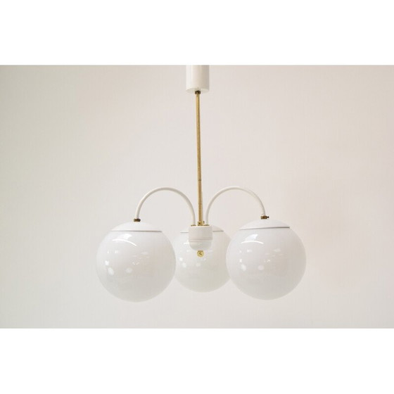 Image 1 of Mid century kroonluchter van metaal en messing, Tsjecho-Slowakije 1960